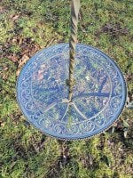 Mid-Century Modern Scrollwork Wrought Iron Floor Lamp with Circular Glass Table - Thumbnail 5