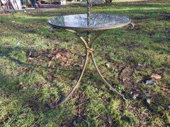 Mid-Century Modern Scrollwork Wrought Iron Floor Lamp with Circular Glass Table - Thumbnail 7