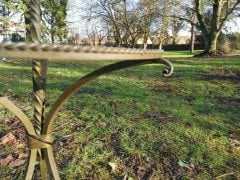 Mid-Century Modern Scrollwork Wrought Iron Floor Lamp with Circular Glass Table - Thumbnail 10