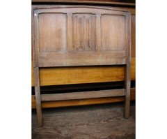 Heal's, an Arts & Crafts Limed Oak Single Bed with Linenfold Carved Details - Thumbnail 2