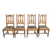 Shapland & Petter, Four Arts & Crafts Oak Dining Chairs with Floral Details - Thumbnail 1