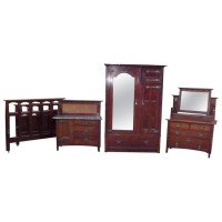 E. A. Taylor Attributed, Wylie & Lochhead Arts & Crafts Four-Piece Mahogany Bedroom Suite