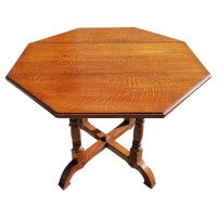 Gillows, Aesthetic Movement Oak Octagonal Drop-Leaf Centre Table with Florets - Thumbnail 1