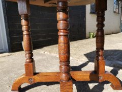 Gillows, Aesthetic Movement Oak Octagonal Drop-Leaf Centre Table with Florets - Thumbnail 9
