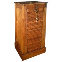 Arts & Crafts Oak Record Cabinet with Slide Out Drawers for Holding, 1978