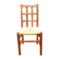 Heal's, an Arts & Crafts Oak Rush Seat Lattice Back Side Chair - Thumbnail 1