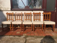 Sopworth & Son. 5 English Gothic Revival Oak Dining Chairs with Ebonized Inlays - Thumbnail 2