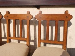 Sopworth & Son. 5 English Gothic Revival Oak Dining Chairs with Ebonised Inlays - Thumbnail 6