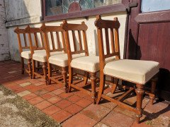 Sopworth & Son. 5 English Gothic Revival Oak Dining Chairs with Ebonised Inlays - Thumbnail 7