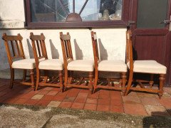 Sopworth & Son. 5 English Gothic Revival Oak Dining Chairs with Ebonised Inlays - Thumbnail 8