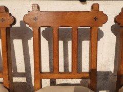 Sopworth & Son. 5 English Gothic Revival Oak Dining Chairs with Ebonised Inlays - Thumbnail 11