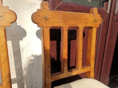 Sopworth & Son. 5 English Gothic Revival Oak Dining Chairs with Ebonised Inlays - Thumbnail 13