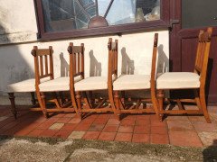 Sopworth & Son. 5 English Gothic Revival Oak Dining Chairs with Ebonised Inlays - Thumbnail 14