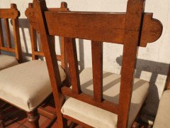 Sopworth & Son. 5 English Gothic Revival Oak Dining Chairs with Ebonised Inlays - Thumbnail 16