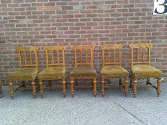 Sopworth & Son. 5 English Gothic Revival Oak Dining Chairs with Ebonised Inlays - Thumbnail 20