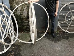 4 Victorian Cast Iron Circular Swivel Windows with Segmented Triangular Design - Thumbnail 5