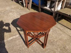 Arts & Crafts Octagonal Oak Centre or Side Table with Stylised Floral Carving - Thumbnail 5