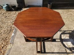 Arts & Crafts Octagonal Oak Centre or Side Table with Stylised Floral Carving - Thumbnail 6