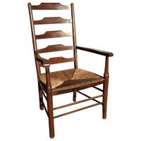Edward Gardiner, English Cotswold School Oak Ladder Back Rush Seat Armchair