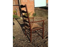 Edward Gardiner, English Cotswold School Oak Ladder Back Rush Seat Armchair - Thumbnail 2