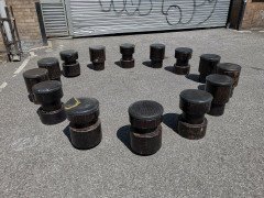 Set of Fourteen Mid-Century Modern Wooden Cafe/Bar Stools of Differing Designs - Thumbnail 4