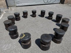 Set of Fourteen Mid-Century Modern Wooden Cafe/Bar Stools of Differing Designs - Thumbnail 4