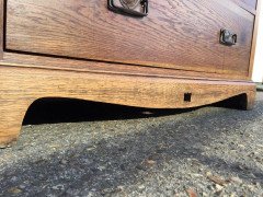 Liberty & Co. attri Arts & Crafts Oak Chest of Drawers with Floral Copper Handles - Thumbnail 2