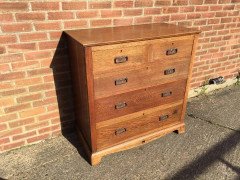 Liberty & Co. attri Arts & Crafts Oak Chest of Drawers with Floral Copper Handles - Thumbnail 5