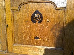 Two Arts & Crafts Oak Bookcases with Stylised Pewter, Ebonised & Sycamore Inlays - Thumbnail 7