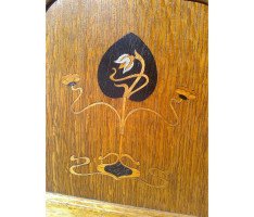 Two Arts & Crafts Oak Bookcases with Stylized Pewter, Ebonized & Sycamore Inlays - Thumbnail 8