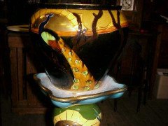 Thomas Forrester, an Arts & Crafts Jardiniere & Stand with Peacock Decoration - Thumbnail 3