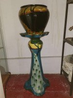 Thomas Forrester, Arts & Crafts Jardiniere & Stand with Peacock Decoration - Thumbnail 13