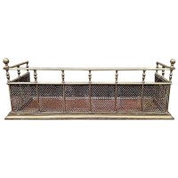 Well-Crafted Aesthetic Movement Brass Fire Fender with Turned Details & Finials