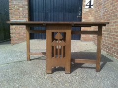 Liberty & Co. Voysey Style, English Arts & Crafts Oak Drop Leaf Dining Table - Thumbnail 2