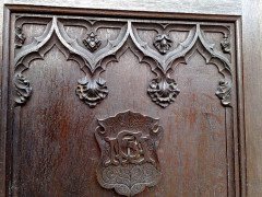 A. W. N. Pugin, attributed. Gothic Revival Oak Davenport with Linenfold & Floral Carving - Thumbnail 12