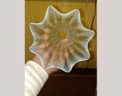 Right. Single Striped Arts & Crafts Vaseline/Uranium Glass. Left shade is SOLD - Thumbnail 1