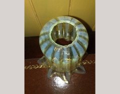 Right. Single Striped Arts & Crafts Vaseline/Uranium Glass. Left shade is SOLD - Thumbnail 2