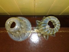 Right. Single Striped Arts & Crafts Vaseline/Uranium Glass. Left shade is SOLD - Thumbnail 4