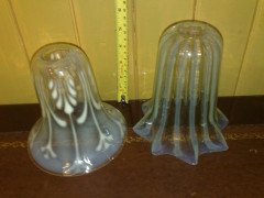 Right. Single Striped Arts & Crafts Vaseline/Uranium Glass. Left shade is SOLD - Thumbnail 5