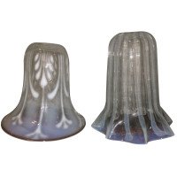 Right. Single Striped Arts & Crafts Vaseline/Uranium Glass. Left shade is SOLD - Thumbnail 6