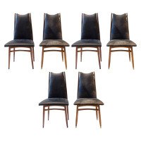 Gio Ponti, attri, 12 Mid-Century Modern Teak Dining Chairs with Brass Fittings - Thumbnail 1