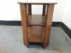 Heal's, English Arts & Crafts Oak Side Table with Three Tiers & Canted Corners - Thumbnail 4
