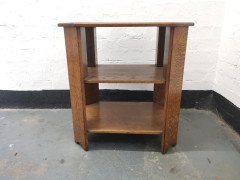 Heal's, English Arts & Crafts Oak Side Table with Three Tiers & Canted Corners - Thumbnail 5