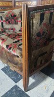 French Art Deco Walnut Tub Chair with Original Geometric Jazz Age Upholstery - Thumbnail 7