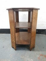 Heal's, English Arts & Crafts Oak Side Table with Three Tiers & Canted Corners - Thumbnail 6