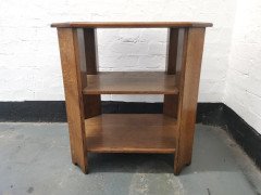 Heal's, English Arts & Crafts Oak Side Table with Three Tiers & Canted Corners - Thumbnail 7