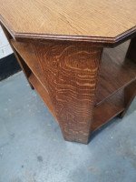 Heal's, English Arts & Crafts Oak Side Table with Three Tiers & Canted Corners - Thumbnail 8