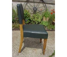 22 X Aesthetic Movement Oak Upholstered Dining Chairs with Turned Front Legs - Thumbnail 2