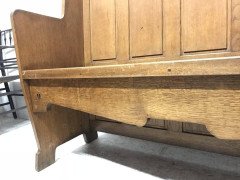 E. A. Taylor Attr, Arts & Crafts Oak High Back Settle with Twin Heart Cut-Outs - Thumbnail 3