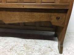 E. A. Taylor Attr, Arts & Crafts Oak High Back Settle with Twin Heart Cut-Outs - Thumbnail 4